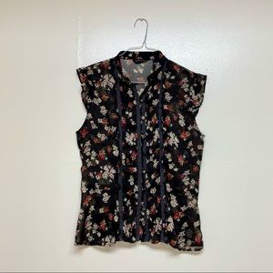 New York & Company Brown Floral Blouse